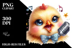 aCute Energetic Singing Chicken with Big Eyes, PNG Product Image 2