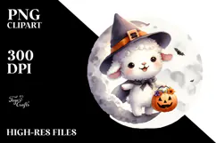 Washed Watercolor Baby Lamb Halloween PNG Product Image 2