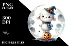 Washed Watercolor Baby Lamb Halloween PNG Product Image 2