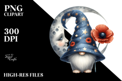 Gnome with Poppy Hat, Unique Watercolor PNG Product Image 2