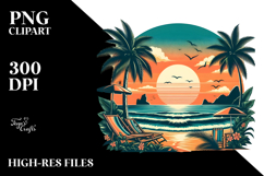Retro Beach Sunset Clipart Tshirt, 20 oz Tumbler Product Image 2