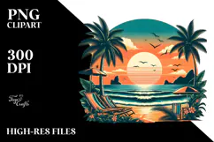 Retro Beach Sunset Clipart Tshirt, 20 oz Tumbler Product Image 2