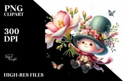 Watercolor Gnome with Freesia | Sublimation Clipart Product Image 3