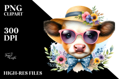 Colorful Baby Cow with Sunglasses | Clipart Product Image 2