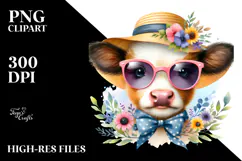 Colorful Baby Cow with Sunglasses | Clipart Product Image 2