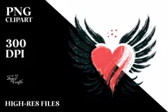 Simple Paint Brush Heart Wings PNG Product Image 2
