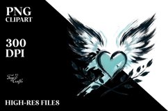Simple Paint Brush Heart Wings PNG Product Image 2