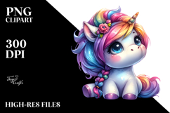 Cute Unicorn with Cool Haircut PNG Product Image 2