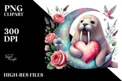 Boho Walrus Watercolor PNG Product Image 2
