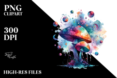 Colorful Magical Celestial Astral Mushroom Clipart Product Image 2