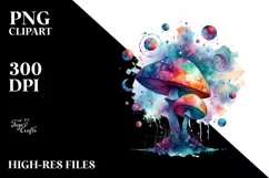 Colorful Magical Celestial Astral Mushroom Clipart Product Image 3