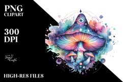 Colorful Magical Celestial Astral Mushroom Clipart Product Image 2