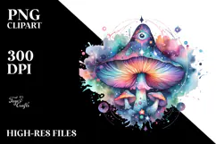 Colorful Magical Celestial Astral Mushroom Clipart Product Image 2