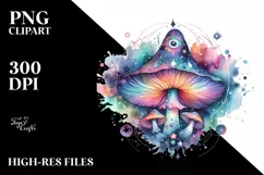 Colorful Magical Celestial Astral Mushroom Clipart Product Image 1