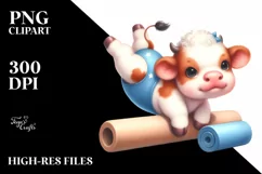 Cute Baby Cow Gymnastics | Clipart Product Image 1