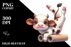 Cute Baby Cow Gymnastics | Clipart Product Image 3