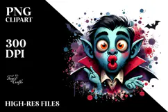 Funny Silly Vampire, Animated Watercolor PNG Product Image 2