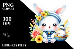 Cute Sleeping Baby Rabbit Sailor Clipart Product Image 3
