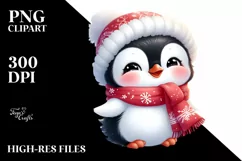 Cute Winter Baby Penguin PNG Product Image 1