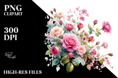 Vibrant Pink Roses | Sublimation, Clipart Product Image 2