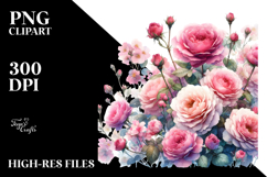 Vibrant Pink Roses | Sublimation, Clipart Product Image 2