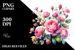 Vibrant Pink Roses | Sublimation, Clipart Product Image 2