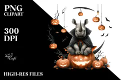 Rhino in Halloween Costume PNG Product Image 2