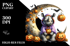 Rhino Dressed for Halloween on Moon, PNG Product Image 2