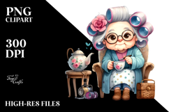 Old Lady Tea Cup Chair | Sublimation, Clipart Product Image 2