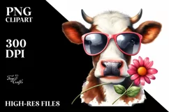 Cow Portrait Sunglasses Clipart Product Image 3