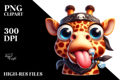Silly Cartoon Giraffe with Dramatic Despair, Transparent PNG Product Image 2