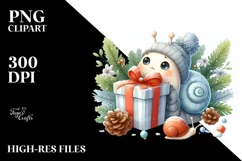 Cute Winter Snail Clipart PNG Product Image 1