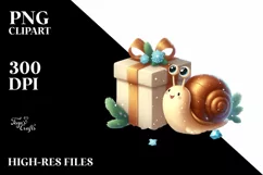 Cute Winter Snail Clipart PNG Product Image 1