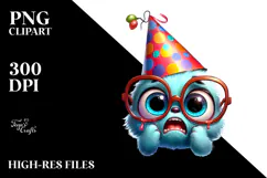 Funny Adorable Kid in Party Hat PNG Product Image 2