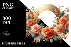 Colorful Abstract Watercolor Frame with Gold Foil Roses | Product Image 2