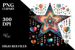 Boho Star with Hanging Hearts PNG Product Image 2