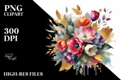 Vibrant Bouquet with Tulip Splash | Sublimation | Clipart Product Image 1