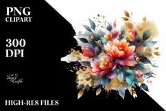 Vibrant Bouquet with Tulip Splash | Sublimation | Clipart Product Image 1