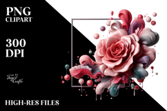Glossy Rose with Metallic Insertions PNG Product Image 2