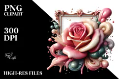 Abstract Glossy Rose Made of Like Material PNG Product Image 2