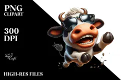 Cartoon Cow with Oversized Sunglasses PNG Product Image 2