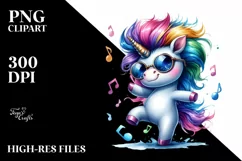 Vibrant Drawing Baby Unicorn PNG Product Image 3