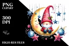 Christmas Gnomes on Moon, High-Res PNG Product Image 1