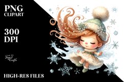 Cute Fairy with Snow Flakes Watercolor PNG Product Image 2