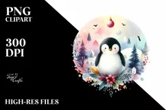 Colorful Christmas Penguin PNG Product Image 1