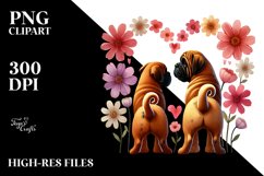 Cute Flower Bullmastiff Holding Heart PNG Product Image 2