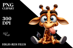 Goofy Cartoon Giraffe with Playful Curiosity, Transparent Product Image 2