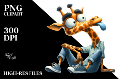 Playful Cartoon Giraffe with Playful Curiosity, Transparent Product Image 2