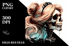 Cinderella-Like Skull, Retro PNG Product Image 3