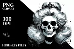 Cinderella-Like Skull, Retro PNG Product Image 1